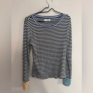 Pop Sugar Striped Black and White Top with a touch of color